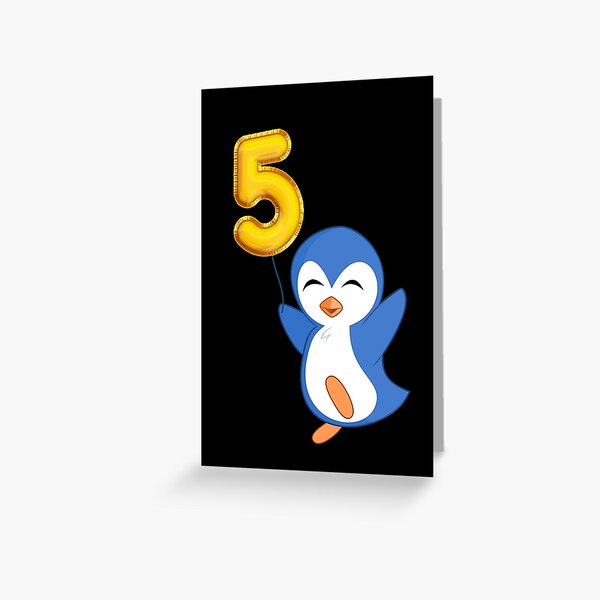 Carte double joyeux anniversaire (+ enveloppe) - Pingouin à Roulettes