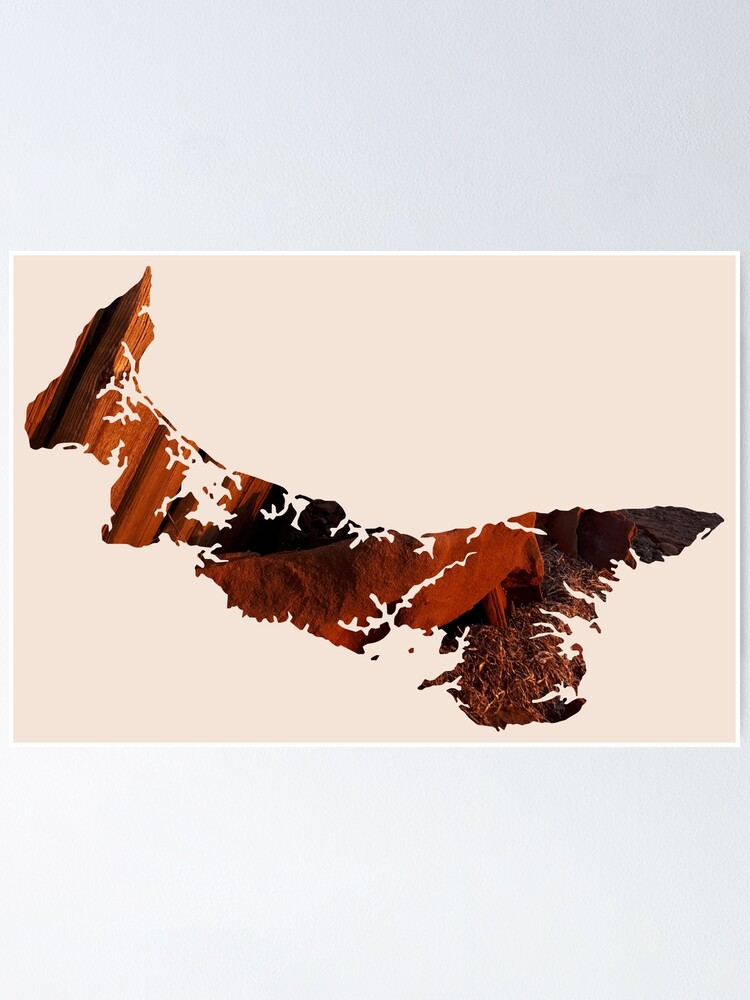 "Sunset and Sandstone at Panmure Island, PEI Map" Poster by