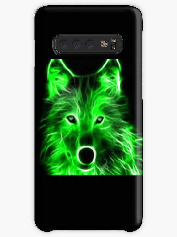 An Amazing Neon Green Wolf On A Black Background Case Skin For Samsung Galaxy By Faceiiio Redbubble