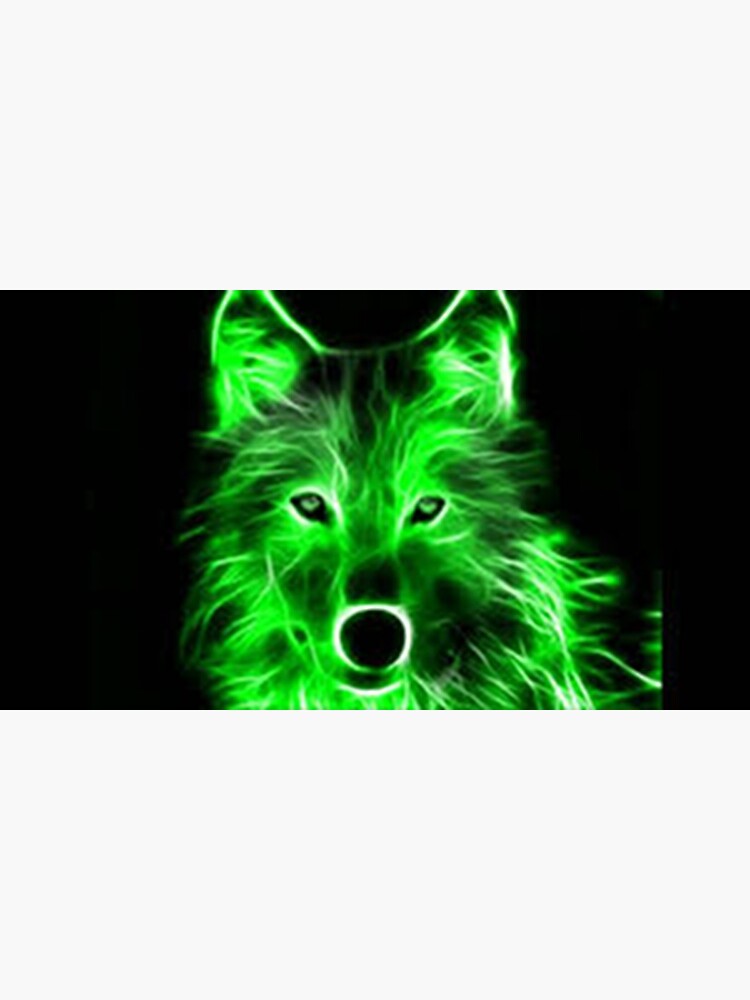 An Amazing Neon Green Wolf On A Black Background Greeting Card By