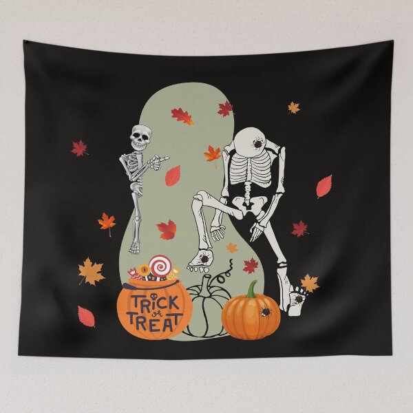 Item preview, Skeleton Trick Or Treating Pattern For Halloween Fans - Cute Halloween designed and sold by Vero De.