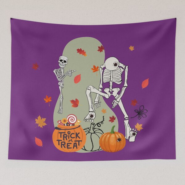 Item preview, Skeleton Trick Or Treating Pattern For Halloween Fans - Cute Halloween designed and sold by Vero De.