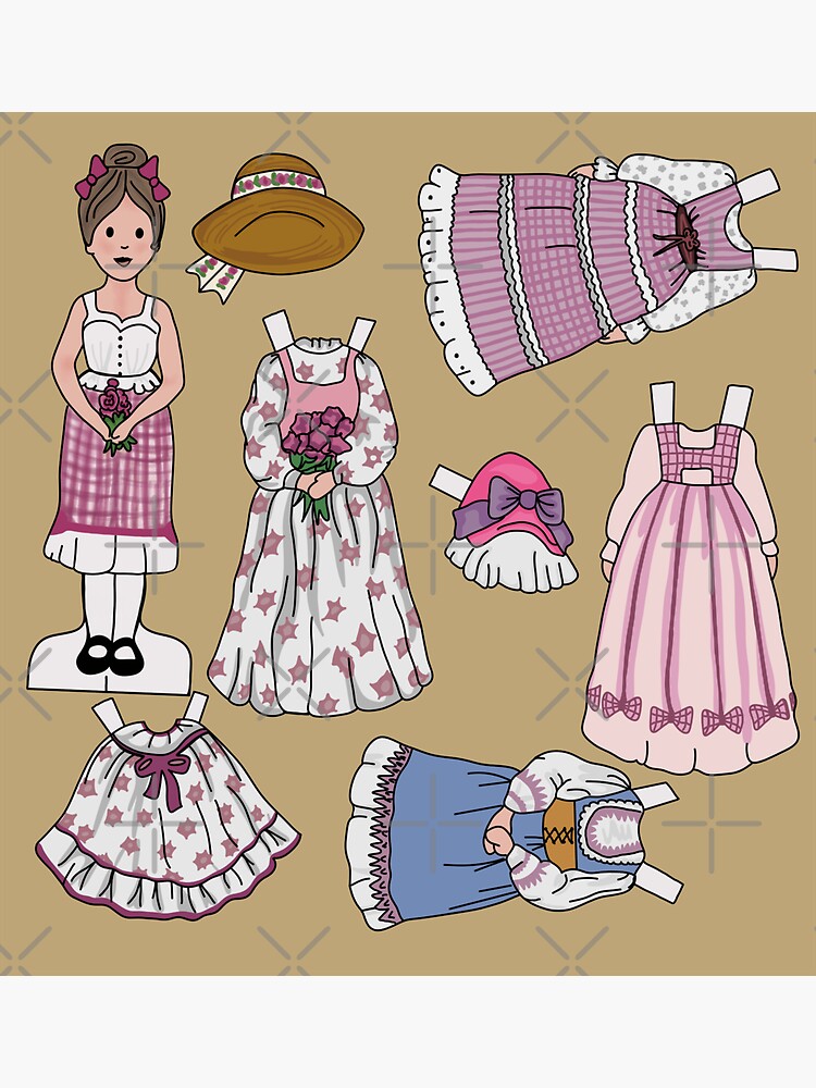 "The Ginghams Paper Doll Carrie" Sticker for Sale by unhingedheather