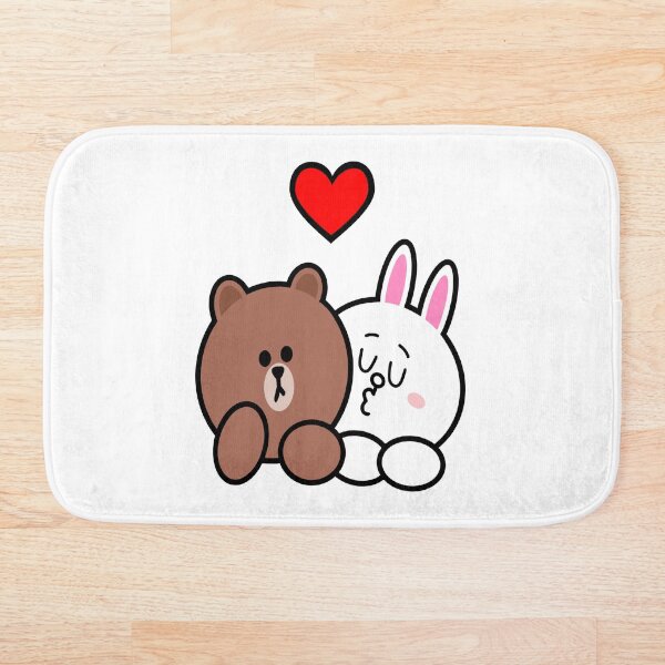 Brown bear and Cony in love Bath Mat