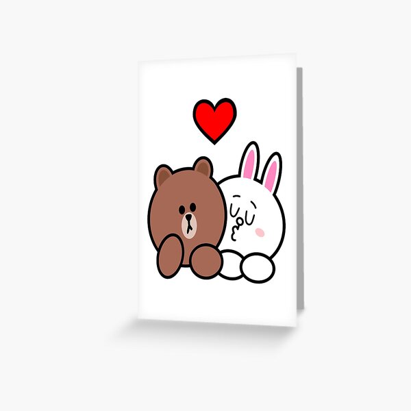 Brown bear and Cony in love Greeting Card