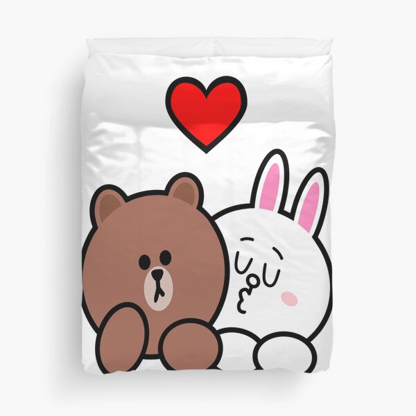 Brown bear and Cony in love Duvet Cover