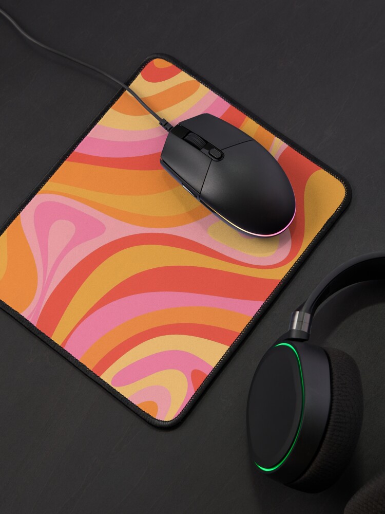 Alternate view of New Groove Retro Swirl Abstract Pattern Pink Orange Yellow Mouse Pad