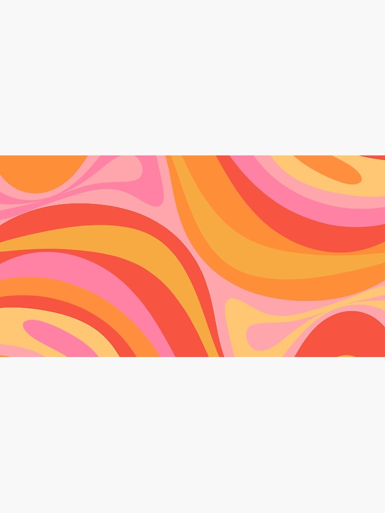New Groove Retro Swirl Abstract Pattern Pink Orange Yellow by kierkegaard
