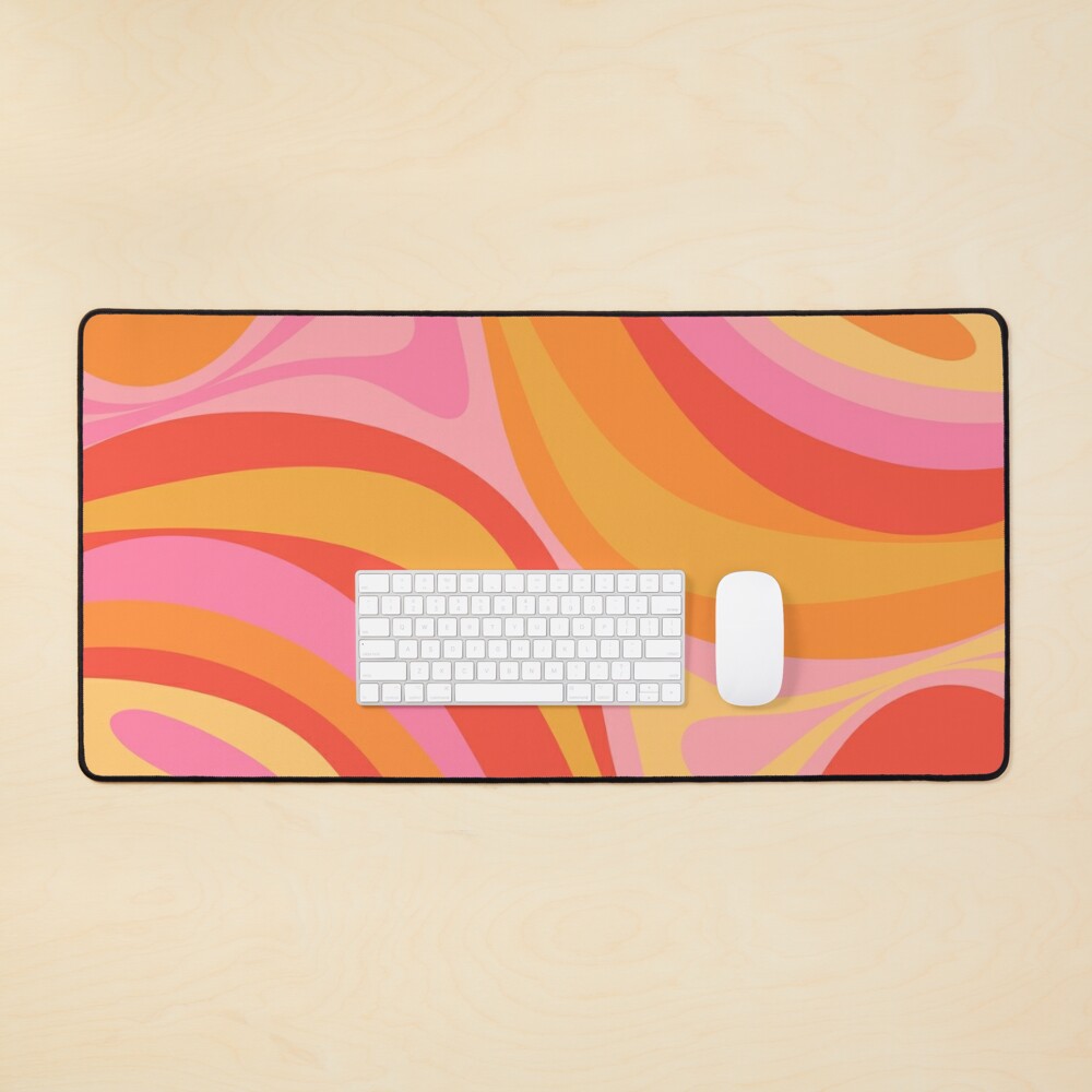 New Groove Retro Swirl Abstract Pattern Pink Orange Yellow Mouse Pad