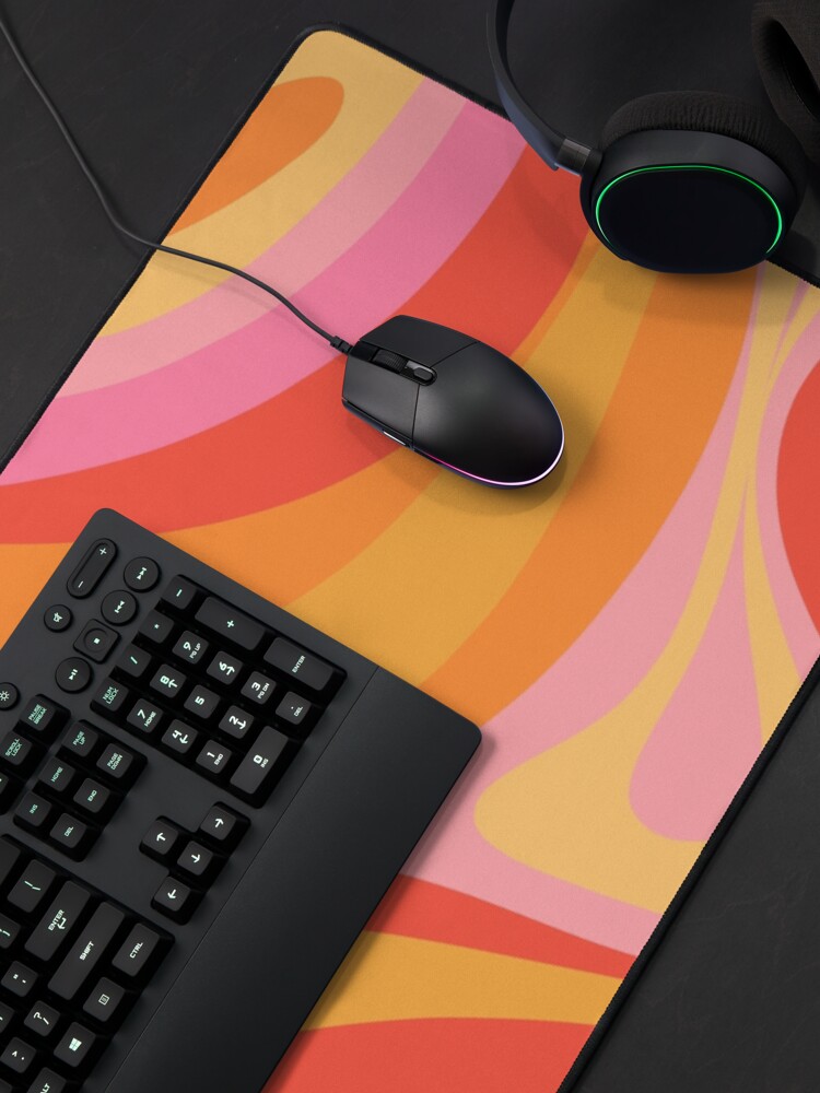Alternate view of New Groove Retro Swirl Abstract Pattern Pink Orange Yellow Mouse Pad
