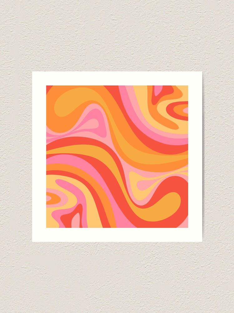 New Groove Retro Swirl Abstract Pattern Pink Orange Yellow