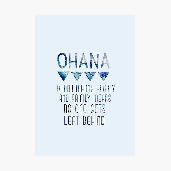 Ohana significa familia Lámina fotográfica