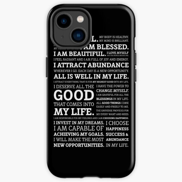  Positive Affirmations (White on Black) iPhone Tough Case