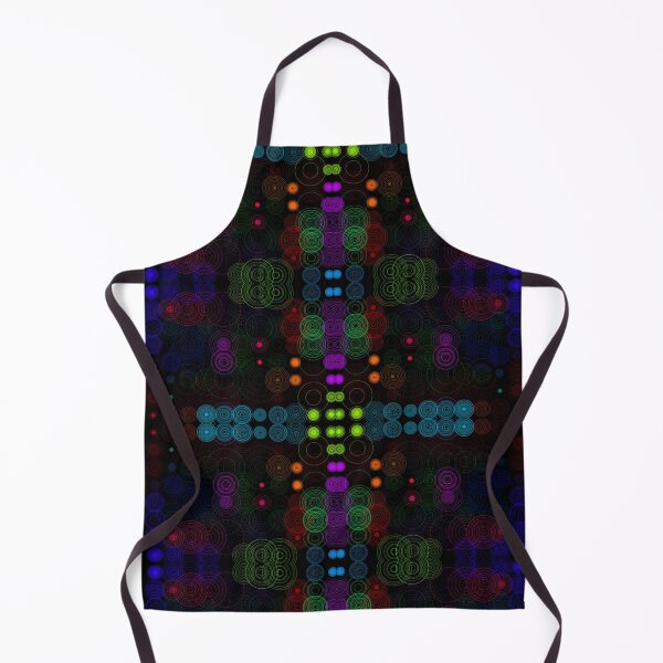 Item preview, Concentric Circles Dots Mirrored Digital Art Repeating Motif Pattern Rainbow Colours On Black designed and sold by H3designs.
