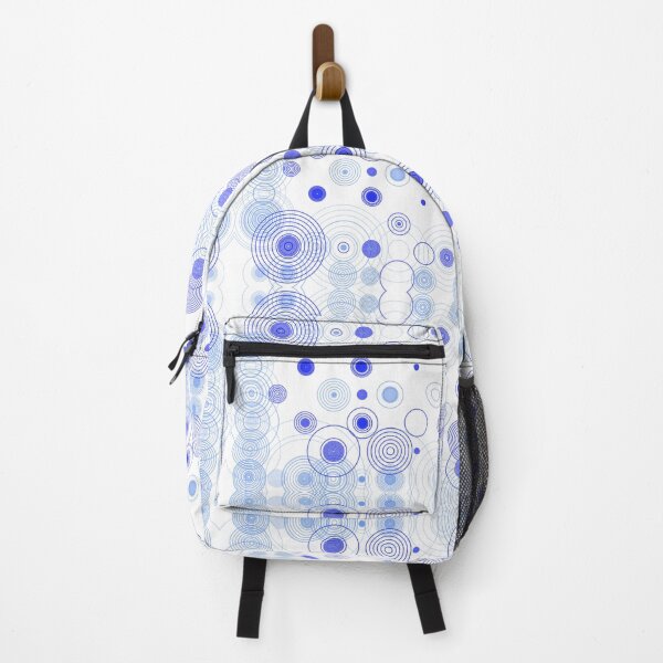 Item preview, Concentric Circles Dots Mirrored Digital Art Repeating Motif Pattern Blue On White Monochrome designed and sold by H3designs.