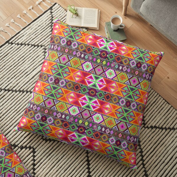 Bohemian Coloured Geometric Oriental Moroccan Style Floor Pillow