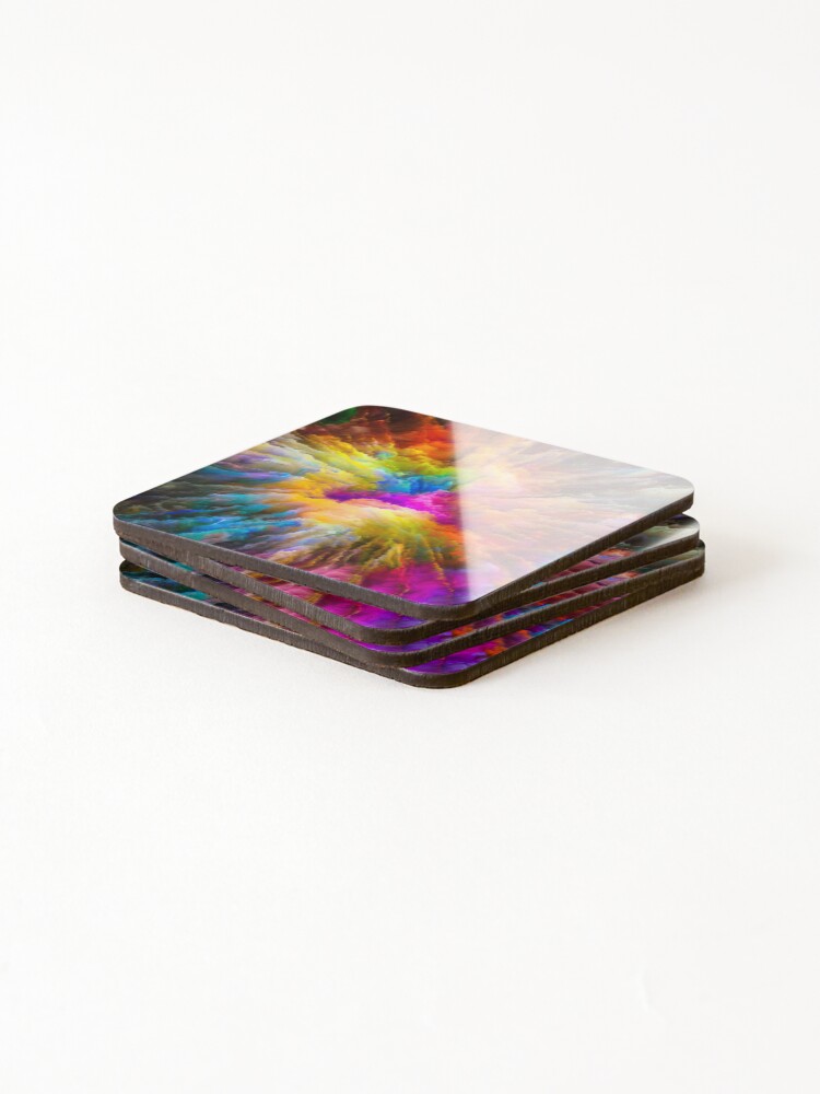 Thumbnail 4 of 5, Coasters (Set of 4), Fantasy Color explosion Powder Paint explodes. designed and sold by Abstractdiva.