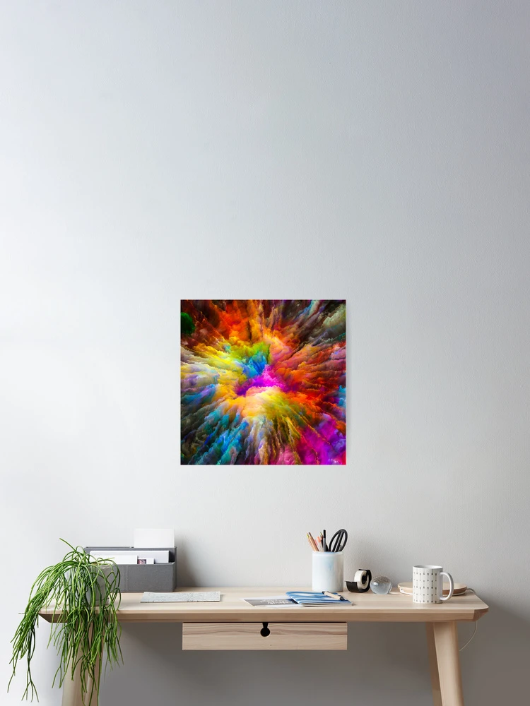 Thumbnail 2 of 3, Poster, Fantasy Color explosion Powder Paint explodes. designed and sold by Abstractdiva.