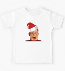 Home Alone Santa Hat T-Shirt: Macaulay Culkin Christmas Holiday Kids Tee