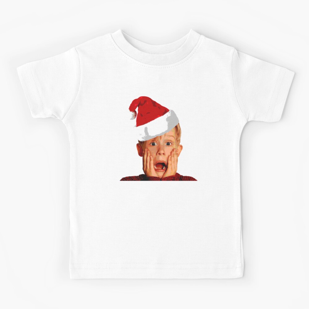 Home Alone Santa Hat T-Shirt: Macaulay Culkin Christmas Holiday Kids T-Shirt