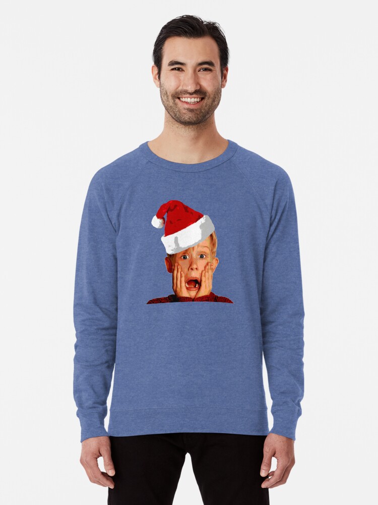 Discover Home Alone Santa Hat T-Shirt: Macaulay Culkin Christmas Holiday Lightweight Sweatshirt