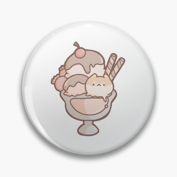 Artikelvorschau, Süßes Shiba Inu Sundae-Eis mit Fudge-Kirsch-Erdbeeren und Schokoladen-Waffel-Sticks entworfen und verkauft von akaimochi.