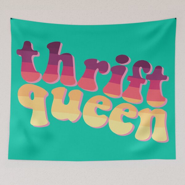 Item preview, Thrift Queen Retro Purple Pink Orange Yellow Stripes designed and sold by cashewdays.
