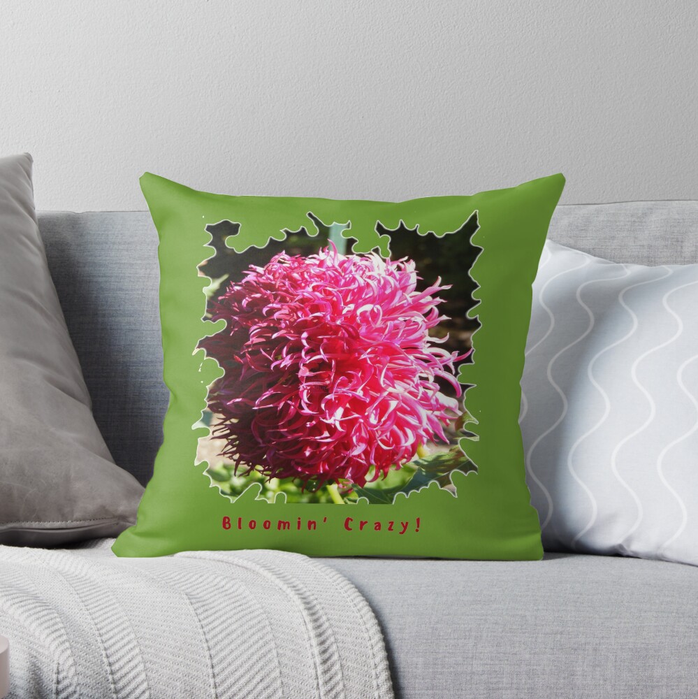 CUTE PINK DAHLIA FLOWER PETALS FUNNY QUOTE Throw Pillow