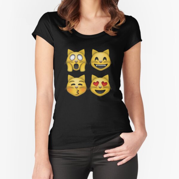 Black Cat Angry Face Emoticon T-shirt Kitten Lover-CL – Colamaga