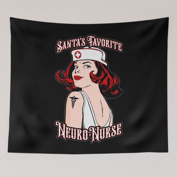 Item preview, Santa's Favorite Neuro Nurse Christmas Vintage Pop Art Girl designed and sold by GrandeDuc.