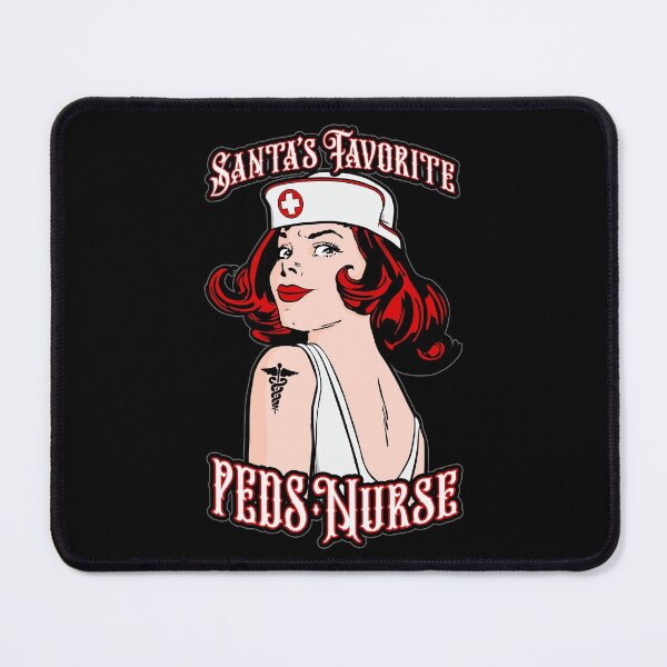 Item preview, Santa's Favorite PEDS Nurse Christmas Vintage Pop Art Girl designed and sold by GrandeDuc.
