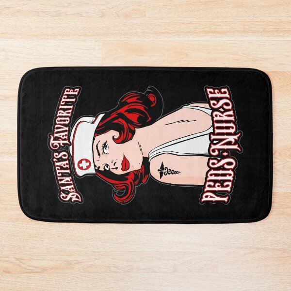 Item preview, Santa's Favorite PEDS Nurse Christmas Vintage Pop Art Girl designed and sold by GrandeDuc.