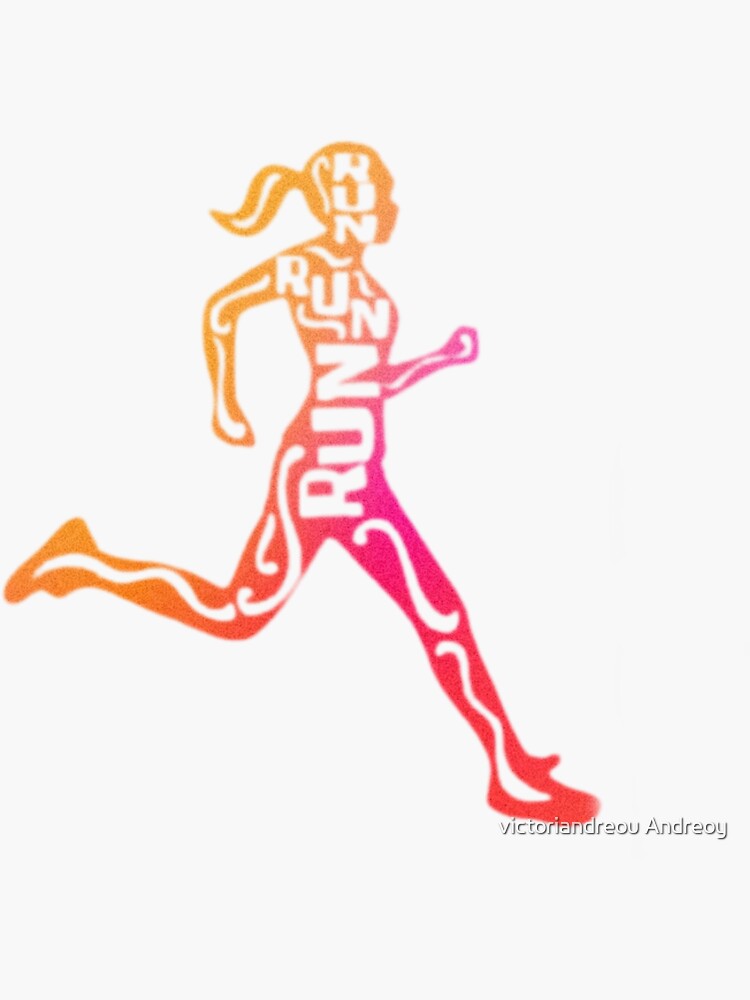 "run girl sticker " Sticker by vintageviolet23 Redbubble