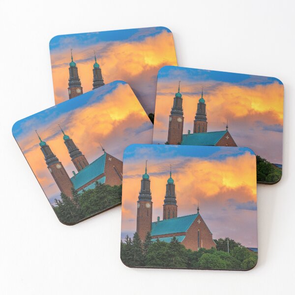 Item preview, Colorful sunset at Hogalid Church in the Sodermalm district of Stockholm Sweden. designed and sold by SvetlanaSF.