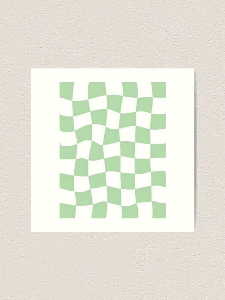 “sage green swirled checkered wallpaper” Art Print by itsmevilma