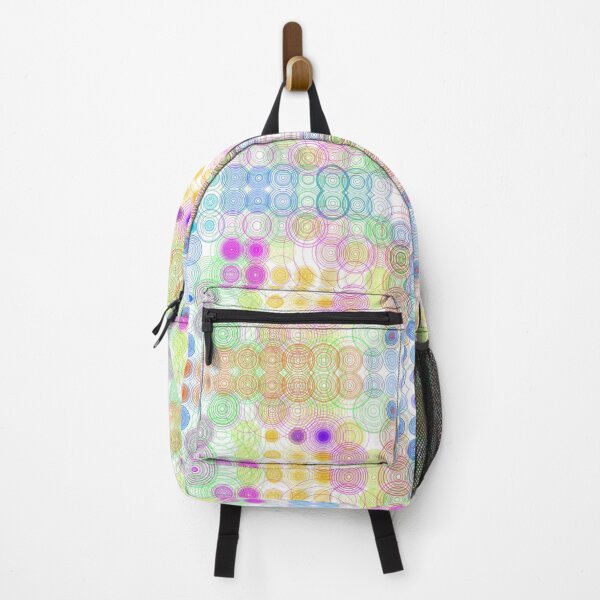 Item preview, Concentric Circles Dots Mirrored Digital Art Repeating Motif Pattern Rainbow Colours On White designed and sold by H3designs.