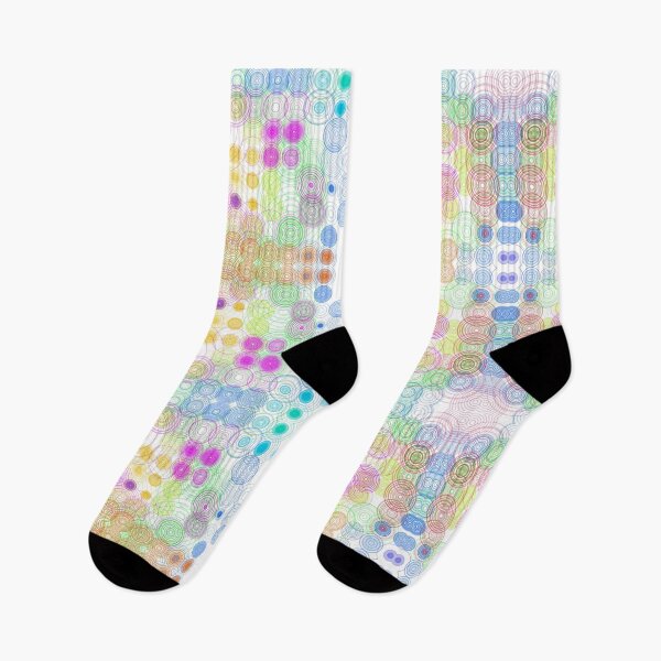 Item preview, Concentric Circles Dots Mirrored Digital Art Repeating Motif Pattern Rainbow Colours On White designed and sold by H3designs.