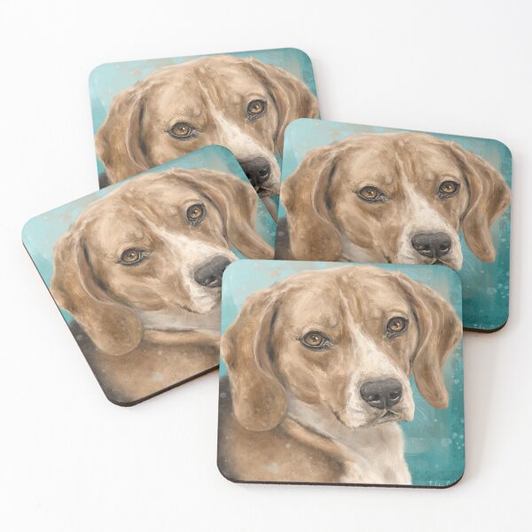 Item preview, Gorgeous Beagle Painting with on Bluish Green Background designed and sold by ibadishi.