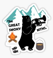 The Great Smoky Mountains Smokey Bluegrass Bear black Sticker