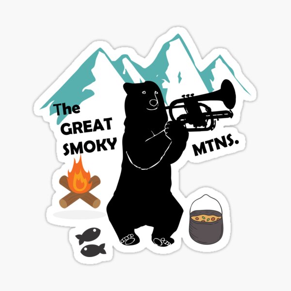 The Great Smoky Mountains Smokey Bluegrass Bear black Sticker