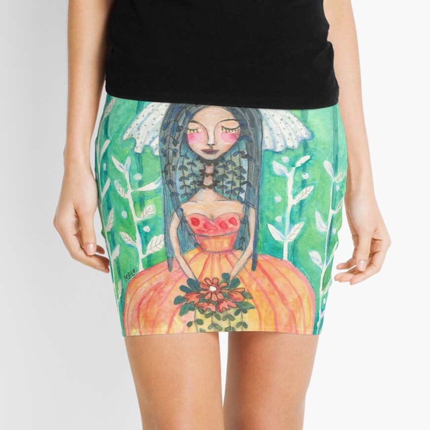 Bride Illustration, Wedding Nuptials, Marriage Ceremony Mini Skirt