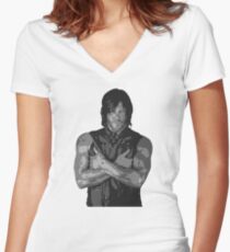 The Walking Dead - Daryl Dixon Profile Fitted V-Neck T-Shirt