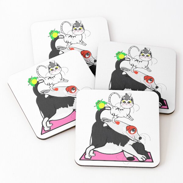 Item preview, Practicing yoga - dogs , cat , frog and rat  designed and sold by Shirley cute art .