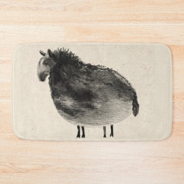Item preview, Stubborn Black cloudy sheep friend on beige designed and sold by orangerinka.