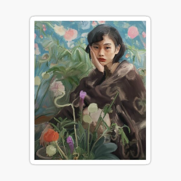 Squid games Hoyeon Jung Kang Sae-byeok artistic portrait Sticker