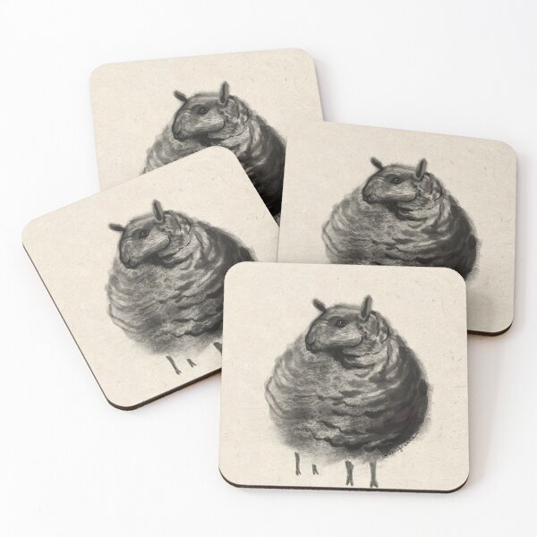 Item preview, Black cloudy sheep friend 2 on craft paper designed and sold by orangerinka.
