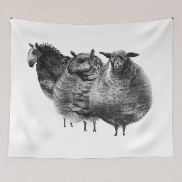 Item preview, Three Black cloudy sheep friends designed and sold by orangerinka.