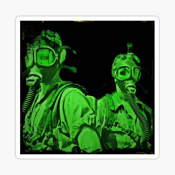 "Neon Green Gas Mask Girls" Sticker by dianegaddis Redbubble