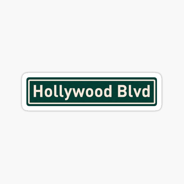 Hollywood Boulevard, Hollywood, Boulevard, Road, Sign, Hollywood Street Sign, Hollywood Road Sign, Street, Los Angeles, California, Hollywood Blvd Sticker