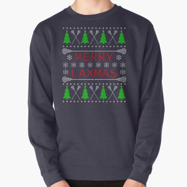 Merry Laxmas Ugly Christmas Sweater Style Lacrosse Design Pullover Sweatshirt